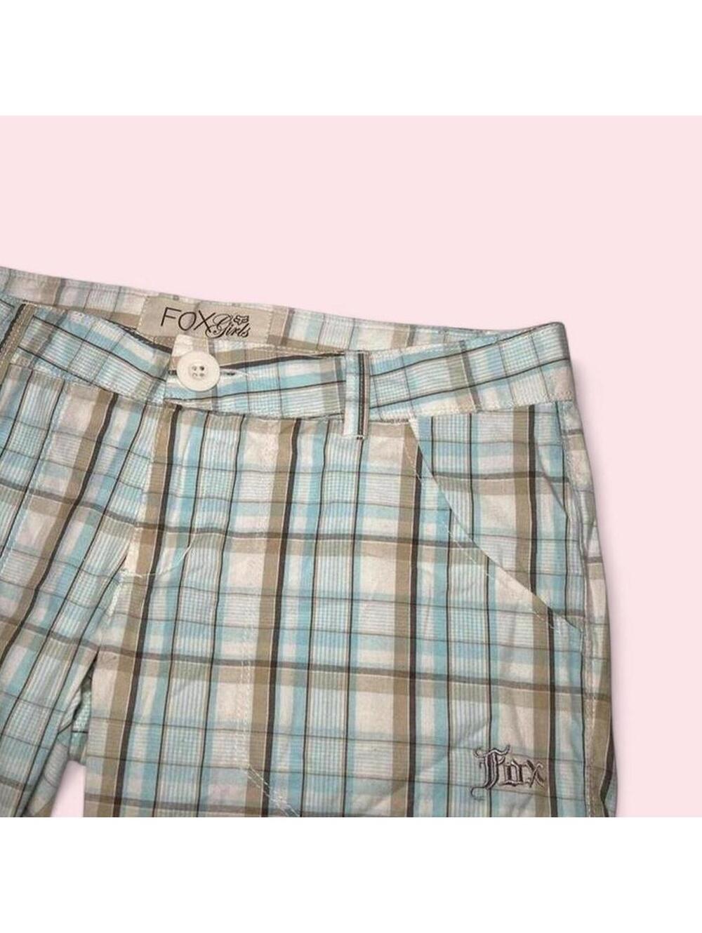Y2K Fox Girls Blue Plaid Shorts Size 3 - Picture 2 of 3
